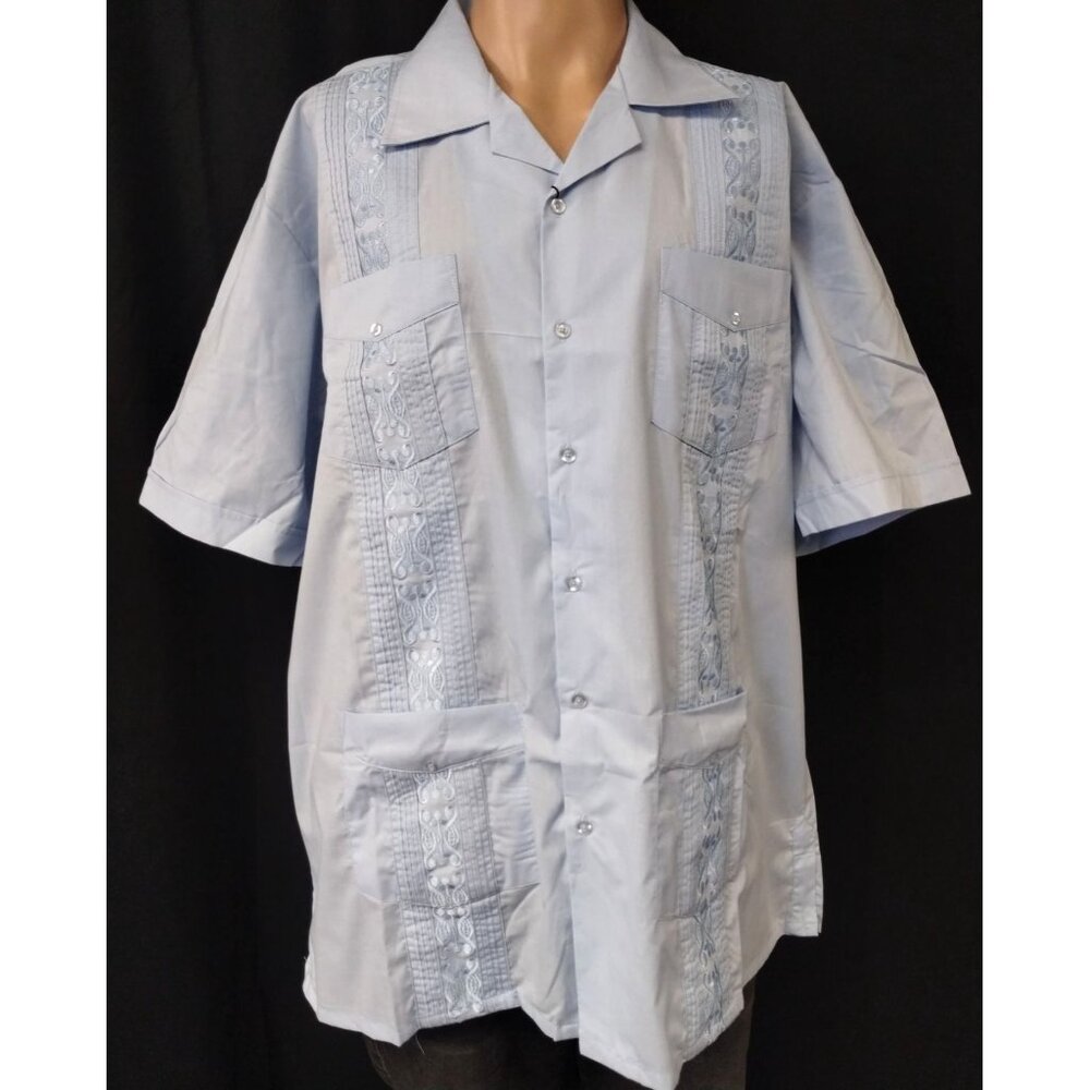 Omega Men's Blue Embroidery Shirt/Button Up Size XL SKU 4015
